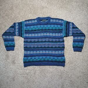 VINTAGE Expressions International Sweater Mens Medium Chunky Colorful 90s